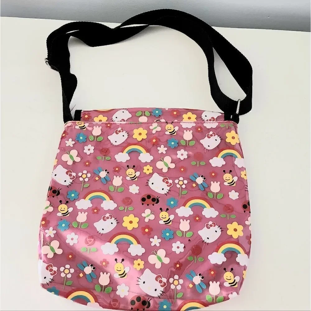 Hello Kitty Sanrio Girls Crossbody Messenger Bag Pink Rainbow Kitty